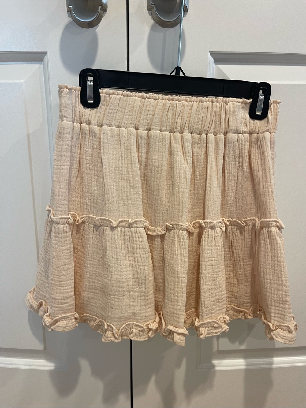 Tiered Ruffle Mini Skirt in Light Pink